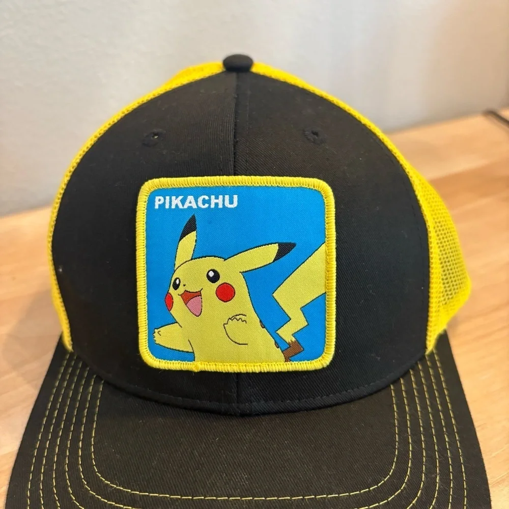 2024 Pokemon Pikachu Adjustable Snap Back Yellow Black Trucker Mesh Hat